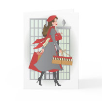 Christmas Shopping in the City Greeting Cards