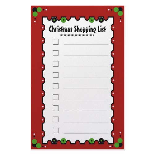 Christmas Shopping List stationery