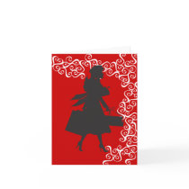 Christmas Shopping Silhouette Greeting Cards