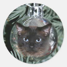 Christmas Siamese Round Sticker