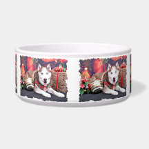 Christmas - Siberian Husky - Buddy Pet Food Bowl