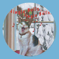 Christmas, Singing Cat, Snow, Sticker stickers