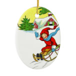 Christmas Sledding Christmas Tree Ornaments
