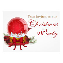 Christmas Snow Globe Party Invitations