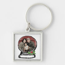 Christmas Snow Globe Photo Key Chain