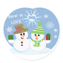 Christmas Snow Man and Woman Gift Stickers