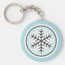 Christmas snowflake brown on pale aqua blue winter keychains