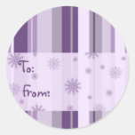 Christmas Snowflake Gift Tags Purple Stripes Sticker