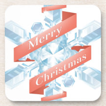 Christmas snowflake with ribbon beverage coasters