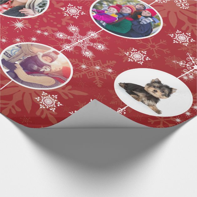 Christmas Snowflakes 10 Favorite Family Photos Red Wrapping Paper 4/4