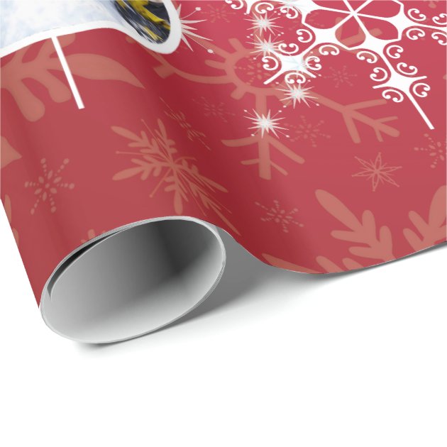 Christmas Snowflakes 10 Favorite Family Photos Red Wrapping Paper 3/4