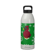 Christmas snowflakes cardinal reusable water bottles