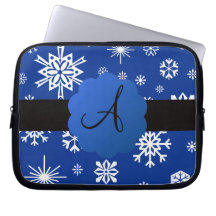 Christmas snowflakes monogram laptop sleeve