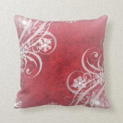 Christmas Snowflakes Red Throw Pillows