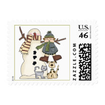 Christmas Snowman And Friends postage by CowPieCreek Christmas Snowman And Friends postage