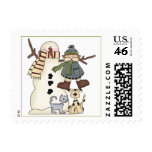 Christmas Snowman And Friends postage