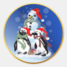 Christmas Snowman and Penquinds Sticker
