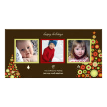 Christmas, snowman and santa tree photo cards