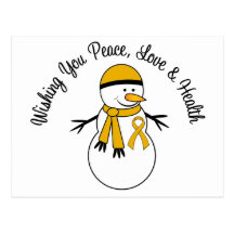 Christmas Snowman Appendix Cancer Ribbon Post Card