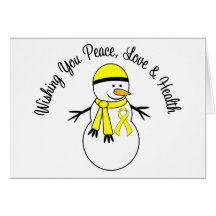 Christmas Snowman Bladder Cancer Ribbon Card