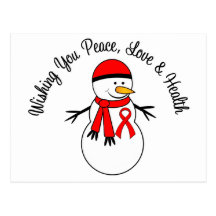 Christmas Snowman Blood Cancer Ribbon Post Card