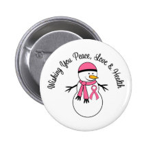 Christmas Snowman Breast Cancer Ribbon Buttons