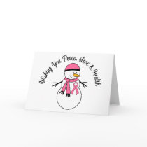 Christmas Snowman Breast Cancer Ribbon Greeting Card