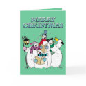 Christmas Snowman Carolers Greeting Card