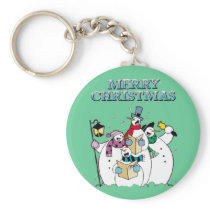 Christmas Snowman Carolers Keychain