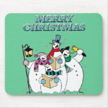 Christmas Snowman Carolers Mousepad 