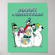 Christmas Snowman Carolers Poster