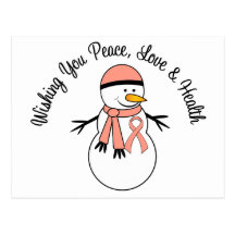 Christmas Snowman Endometrial Cancer Ribbon Post Card
