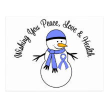 Christmas Snowman Esophageal Cancer Ribbon Post Cards
