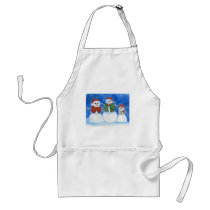 Christmas Snowman Family, Hand Drawn and Painted aprons