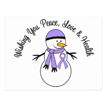 Christmas Snowman General Cancer Ribbon Post Card
