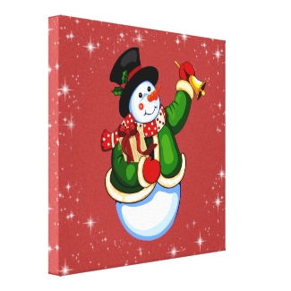 Christmas Snowman Holiday Canvas Print