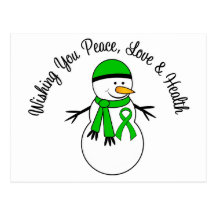 Christmas Snowman Kidney Cancer Ribbon Post Card