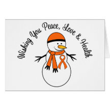 Christmas Snowman Leukemia Ribbon Greeting Card