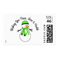 Christmas Snowman Lymphoma Ribbon postage by cancerapparel Christmas Snowman Lymphoma Ribbon postage