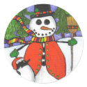 Christmas Snowman & Penguin - holiday stickers by folkartblonde Christmas Snowman & Penguin - holiday stickers