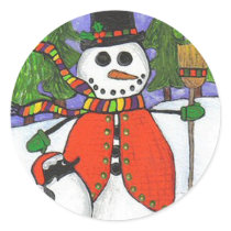 Christmas Snowman & Penguin - holiday stickers by folkartblonde Christmas Snowman & Penguin - holiday stickers