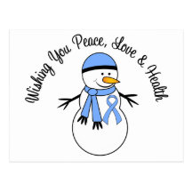 Christmas Snowman Prostate Cancer Ribbon Postcard