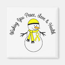 Christmas Snowman Sarcoma Ribbon Magnet