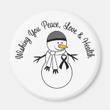 Christmas Snowman Skin Cancer Ribbon Magnet