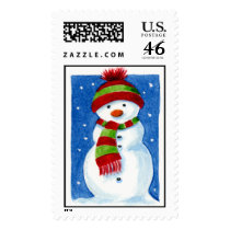 Christmas Snowman with Border postage