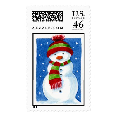 Christmas Snowman with Border Stamps by LisaMarieArt