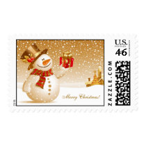 Christmas Snowman  with Top hat Postage