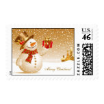 Christmas Snowman  with Top hat postage