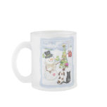Christmas Snowmen &amp; Pets Glass Coffee Mug