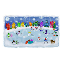 Christmas Snowy  Evening Art Poster Print